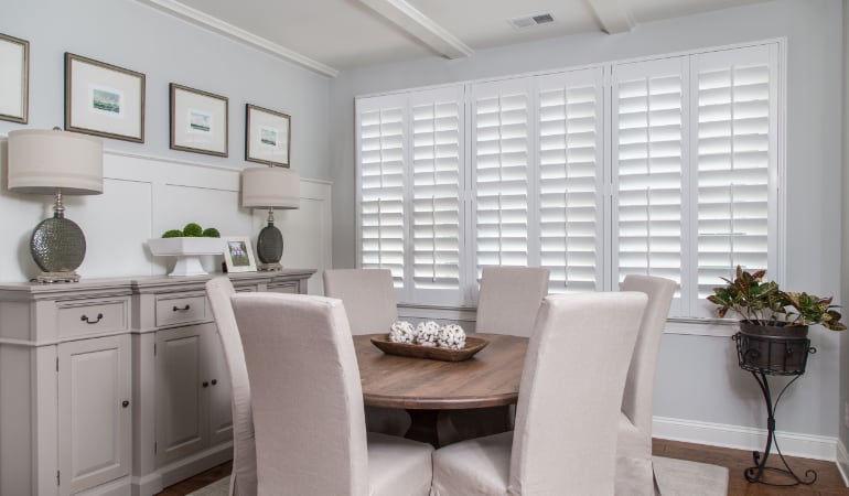  Plantation shutters in a Clearwater dining room.